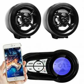 Motorcycle Bluetooth Stereo Speakers 2x15W Audio Sound System MP3 Radio Handsfree 12V