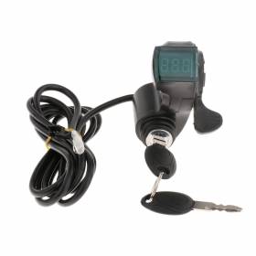Ignition lock with LCD voltmeter and throttle lever for